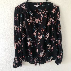 Candies black crop top like blouse. Size Large